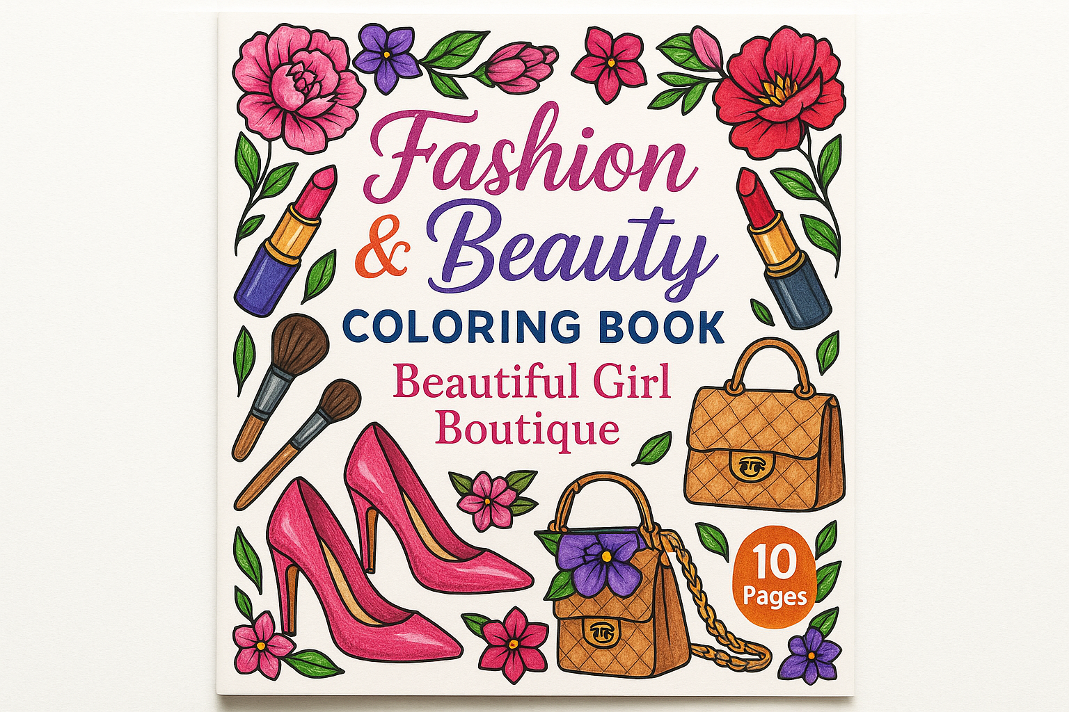 Colorful Fashion & Beauty Coloring Book Cover