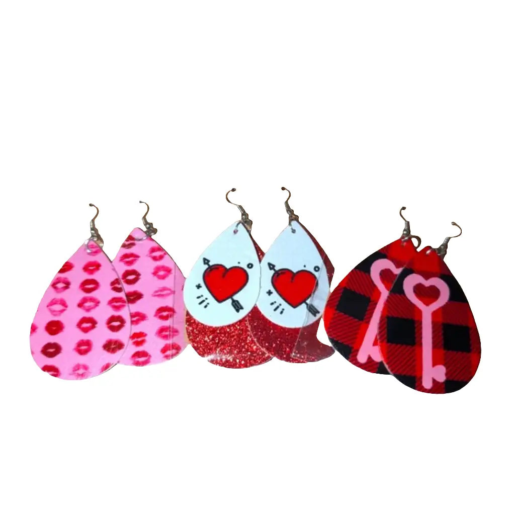 I Love You Nails & 3pr Vegan Leather Earrings Gift Box Beautiful Girl Boutique