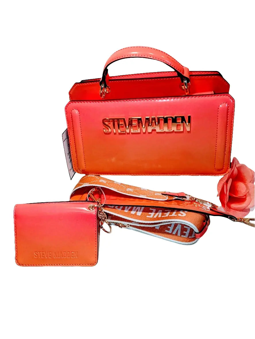 Steve Madden Bevio Orange Ombre Satchel & Crossbody Bag - 3-in-1 Versatility Beautiful Girl Boutique
