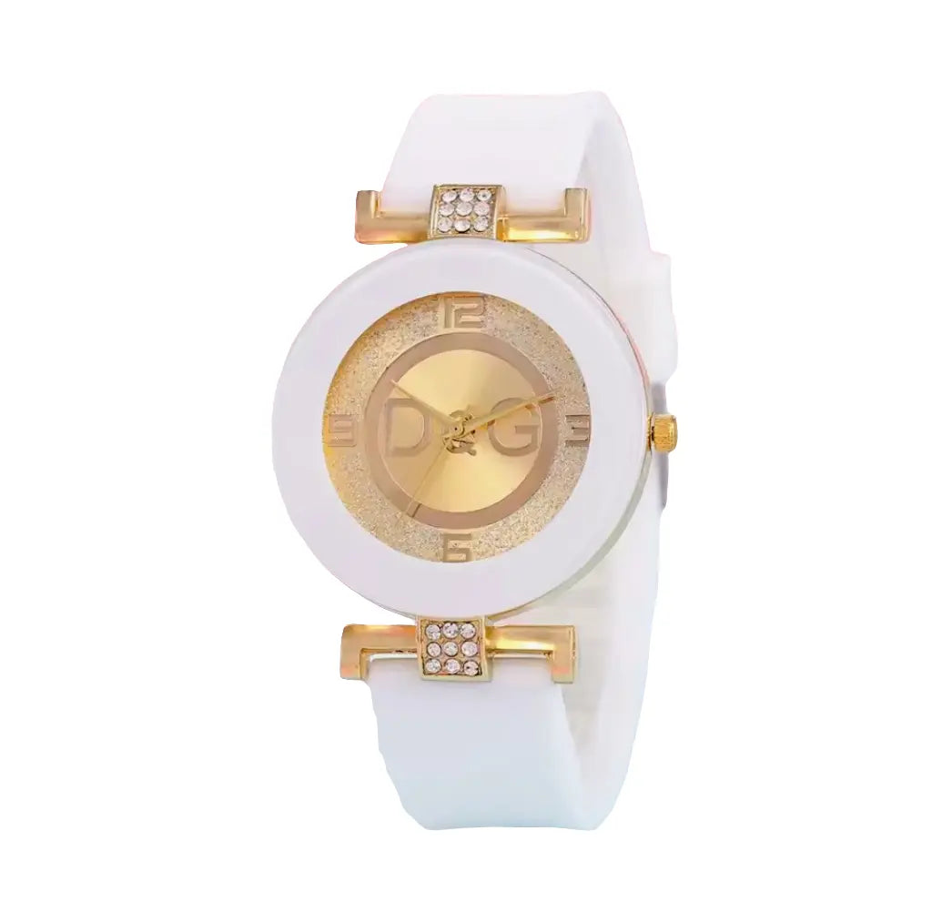 Stylish Fashion Watch - White & Gold Beautiful Girl Boutique