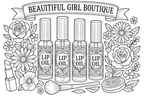 Beautiful Girl Boutique Lip Oils Coloring Page