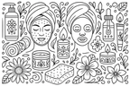Beauty and Self-Care Coloring Page