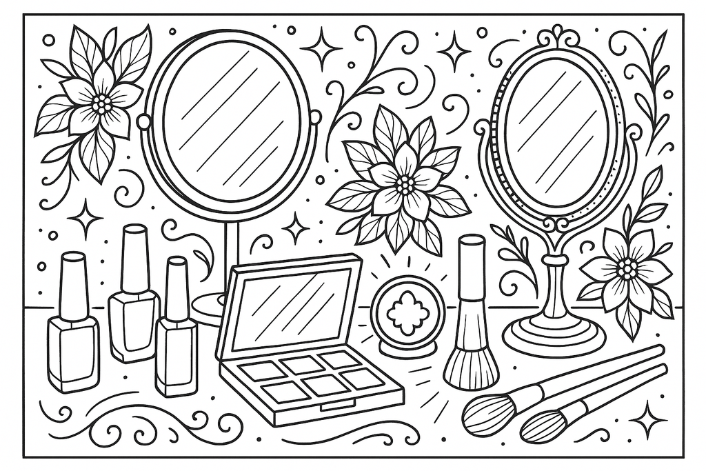 Beauty Salon Scene Coloring Page