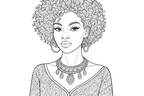 Black Woman Fashion Portrait Coloring Page
