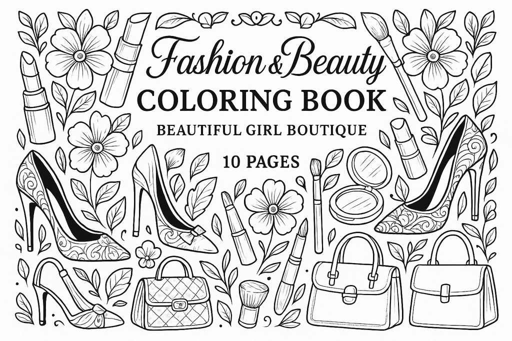 Fashion & Beauty Coloring Book Cover