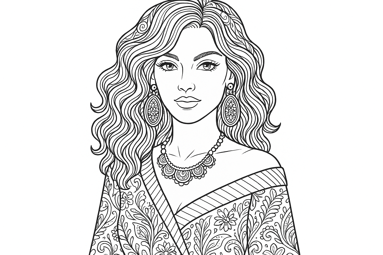 Fashion Portrait Coloring Page