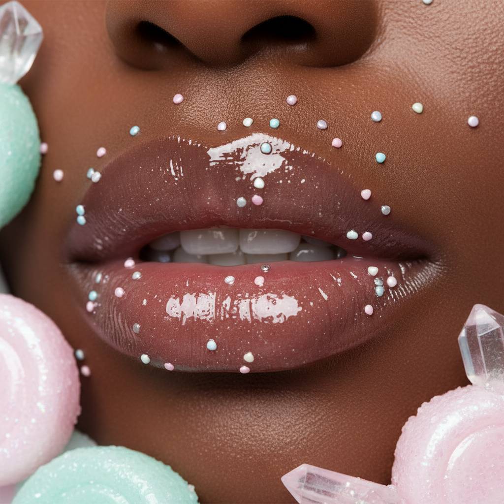 Jolli Gloss on Black Woman's Lips