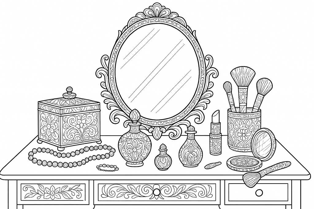 Makeup Vanity Coloring Page