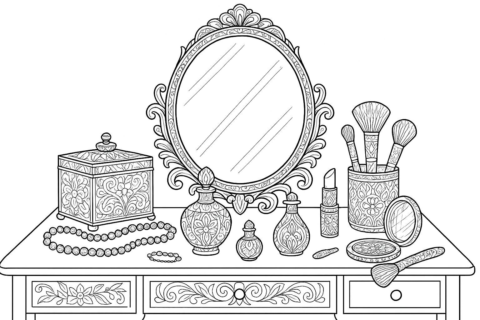 Makeup Vanity Coloring Page
