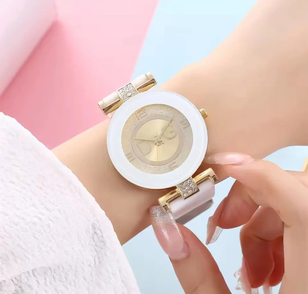 Stylish Fashion Watch - White & Gold Beautiful Girl Boutique
