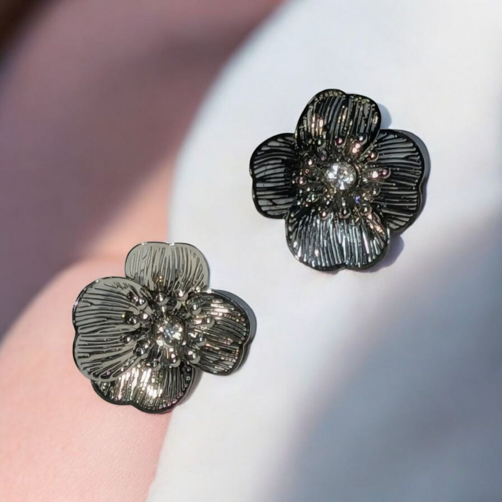 Silver Flower Stud Earrings Beautiful Girl Boutique