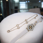 White and Gold Fashion Watch Necklace and Earring Set Beautiful Girl Boutique