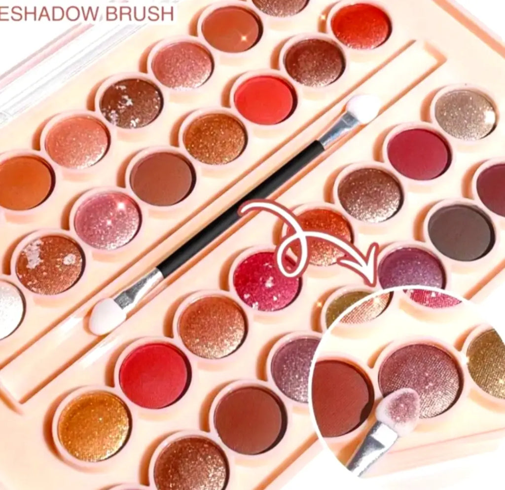 Anna Rose Pink and Red Eyeshadow Palette with 34 Shades Beautiful Girl Boutique