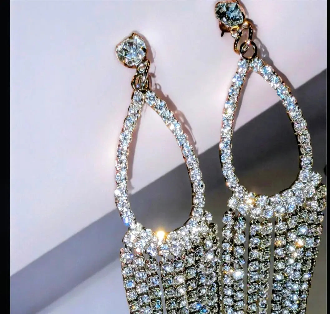 Glamorous Chandelier Rhinestone Drop Earrings Beautiful Girl Boutique