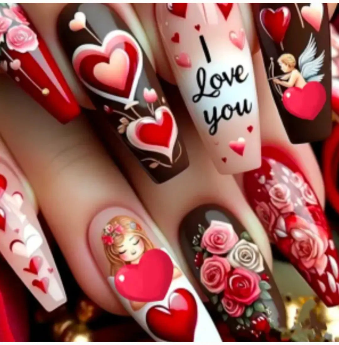 I Love You Nails & 3pr Vegan Leather Earrings Gift Box Beautiful Girl Boutique