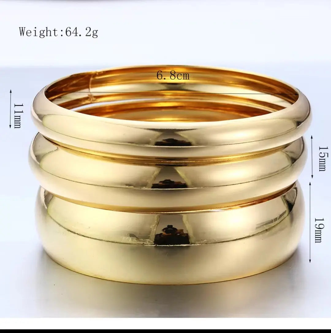 Chunky Gold Bangle Set - 3 Piece Statement Bracelets Beautiful Girl Boutique