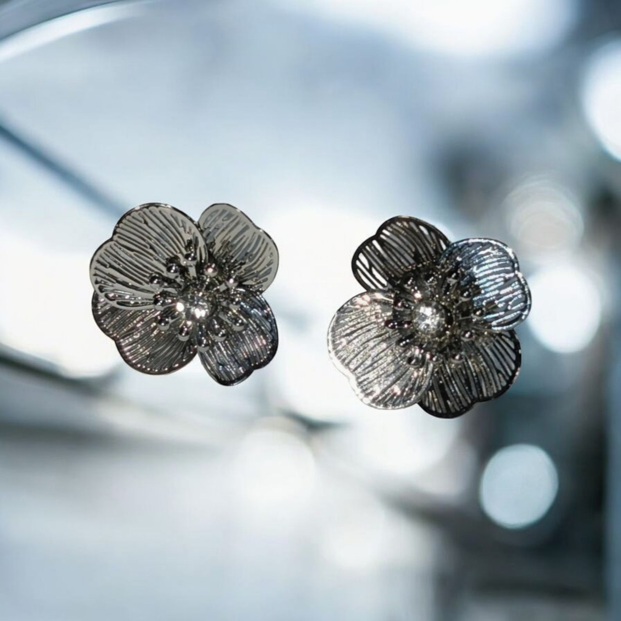 Silver Flower Stud Earrings Beautiful Girl Boutique