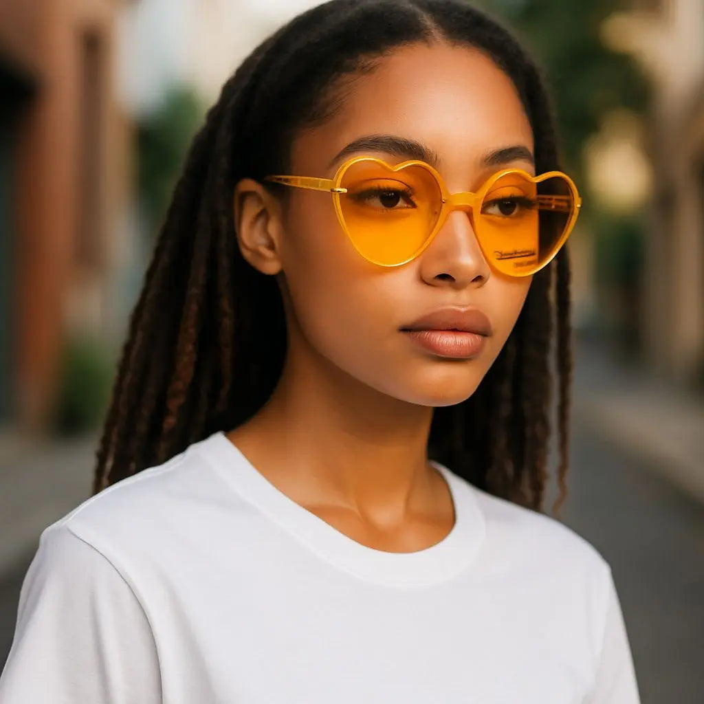 Yoela Heart Thick Oversized Rimless Sunglasses for Women Beautiful Girl Boutique