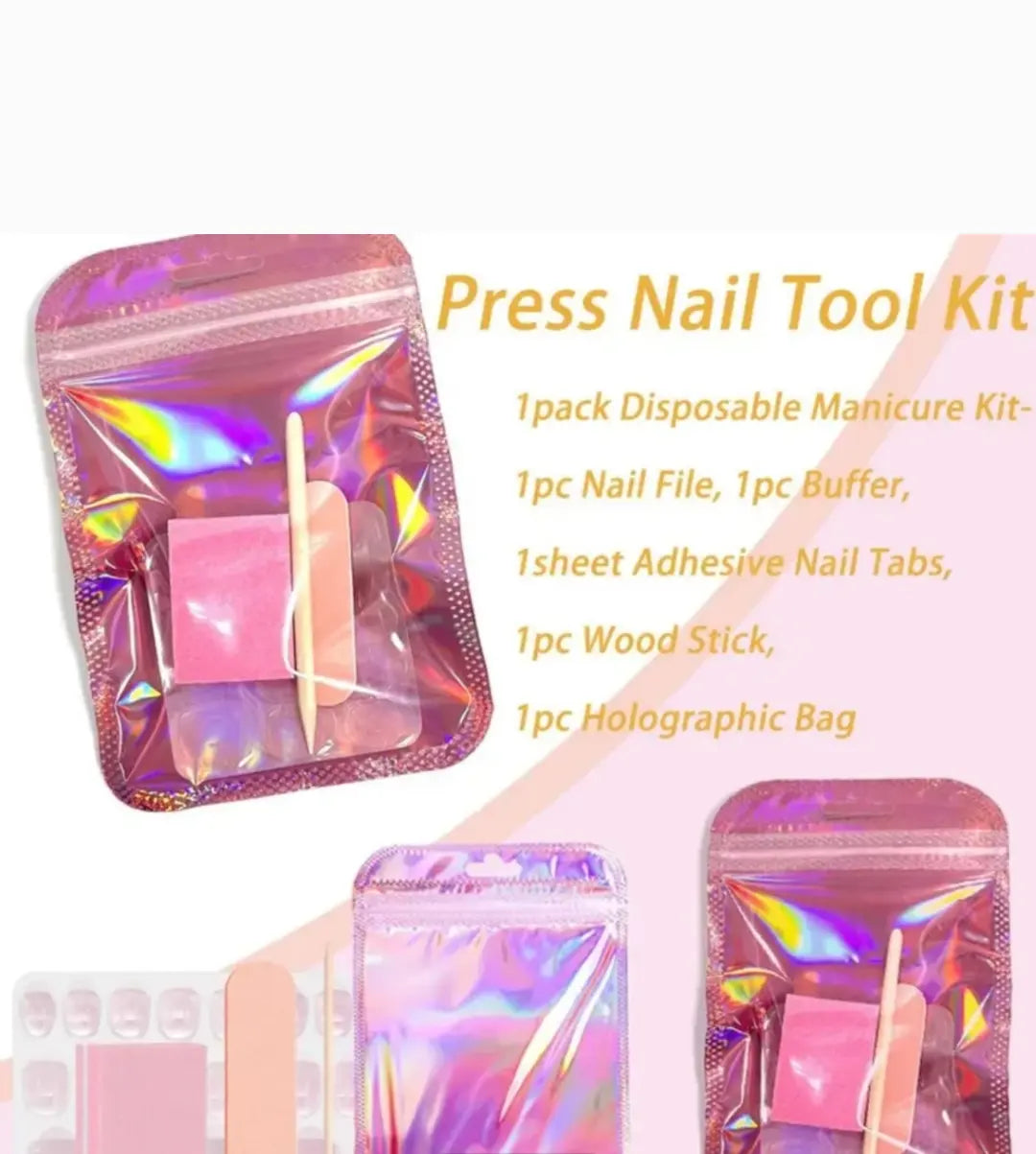 Hello Kitty Press-On Nail Kit - 24 Pc. Set with Duck Nail Design & Embellished Rhinestones Beautiful Girl Boutique